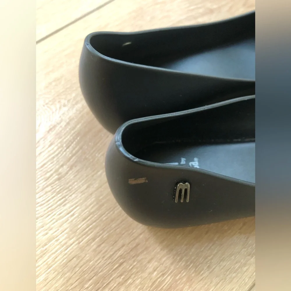 Mel by Melissa Black Jelly Flats with Glitter Bow Accent 3